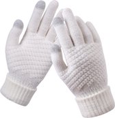 Warme handschoenen met 2 touchscreen vingertoppen - Wit - Handpalm omtrek 20,5 CM - gewoven kunstwol handschoenen - Smartphone handschoenen