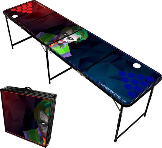 Foto: Beerpongexpress beer pong tafel zwart frame the joker led verlichting inklapbaar