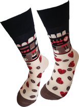 Verjaardag cadeau - Grappige sokken - Koffiemachine sokken - Leuke sokken - Vrolijke sokken – Valentijn Cadeau - Luckyday Socks - Cadeau sokken - Socks waar je Happy van wordt – Ma