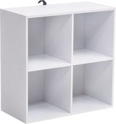 Kamyra® Boekenkast met 4 Vakken - Opbergkast - Vakkenkast - Wit 60x29.5x60 cm