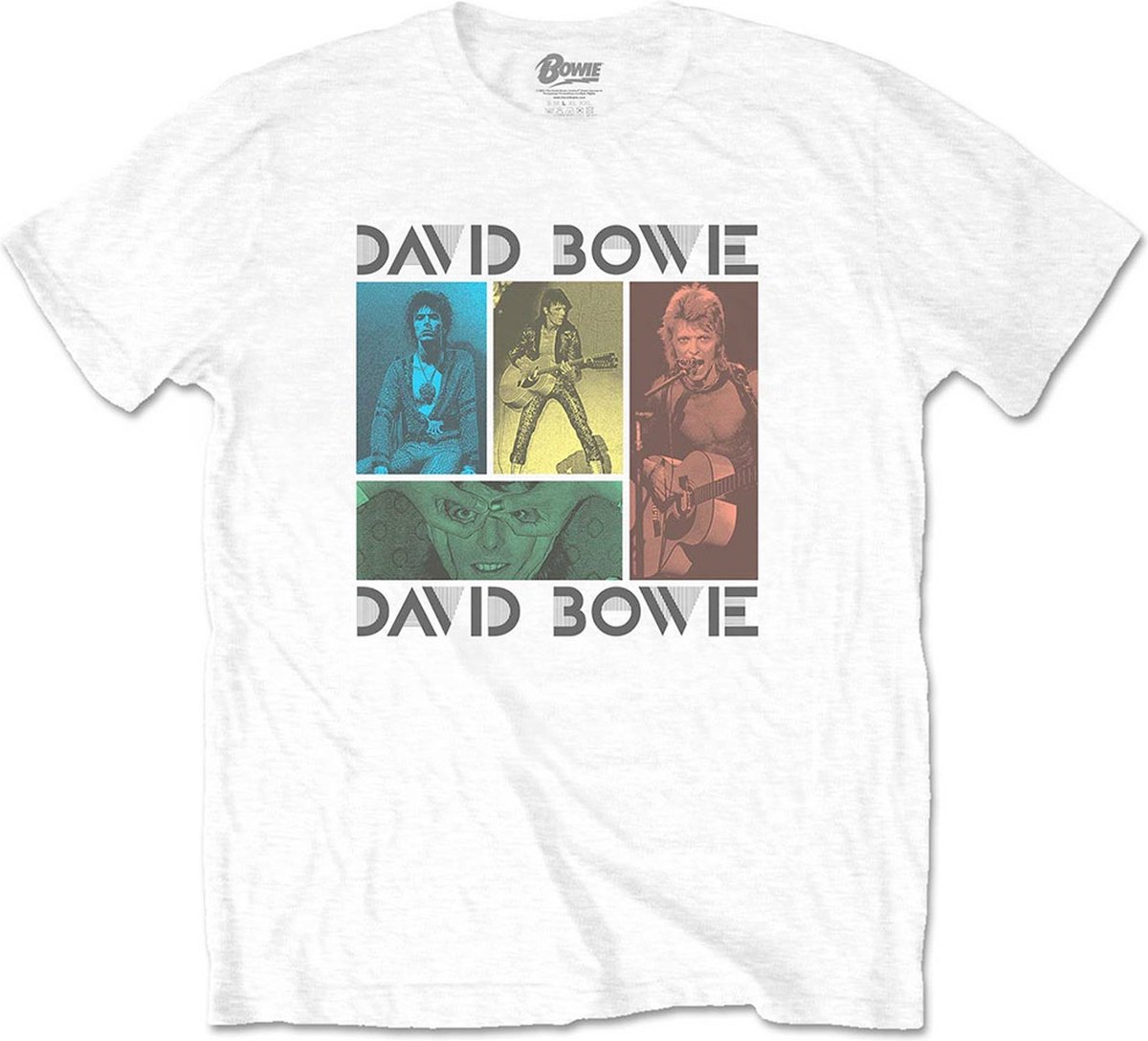 David Bowie - Mick Rock Photo Collage Heren T-shirt - L - Wit