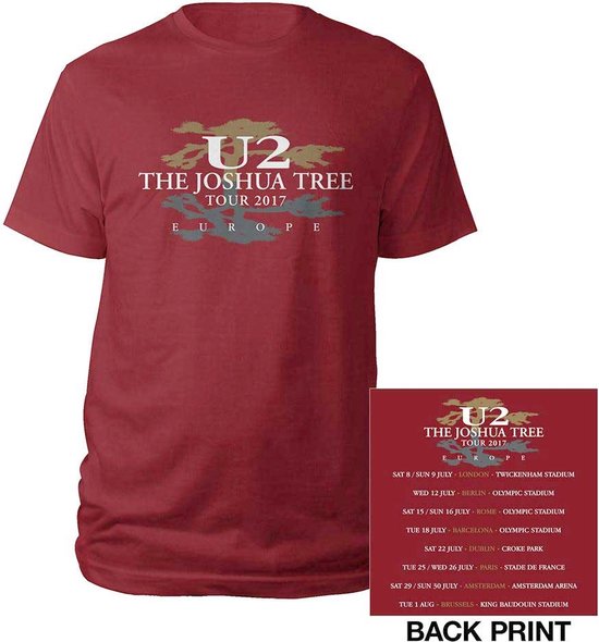 U2 - Joshua Tree 2017 Heren T-shirt - L - Rood