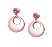 Oorbellen | clip-on | roze | silver plated | geen gaatjes
