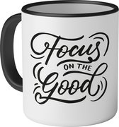 Mok met tekst: Focus on the good - 330ml