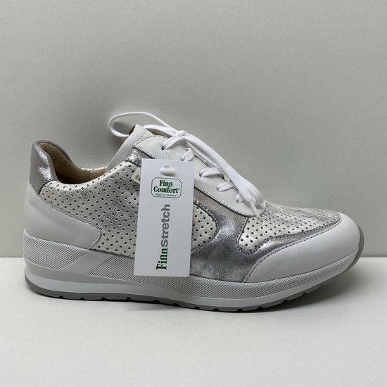 Finn comfort- Mori- wit zilveren dames sneaker- maat 39 | bol.com