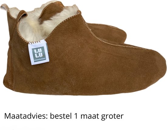 LuLu- Leren sloffen / pantoffels gevoerd met Schapenvacht -  Maat 45