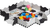 Relaxdays 34-delige speelmat met rand - puzzelmat kinderkamer - speeltegels - vloerpuzzel  - grijs