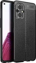 OnePlus Nord N20 Hoesje, MobyDefend TPU Gelcase, Lederlook, Zwart | GSM Hoesje / Telefoonhoesje Geschikt Voor: OnePlus Nord N20