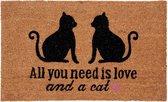 Deurmat all you need is love and a cat - kat