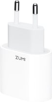 Zumi - 20W USB-C Snellader - Wit - Geschikt voor Apple iPhone - Apple iPad - USB-C lader - Snellader iPhone 12 / 11 / X /  iPad Pro / iPad / iPhone 12 Pro Max