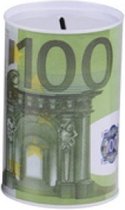 SP100S2 | Metalen Spaarpot Met 100 Euro Biljet Print - Formaat - 7,5 x 10 cm - Spaarpot Blik | jongens | meisjes | kinderen
