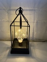 Industriële metalen LED lamp met metalen veren  - zwart - hoogte 30 x13x13 cm - tafelmodel - Decoratieve verlichting - Woonaccessoires