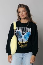 Colourful Rebel Butterfly Trui  Zwart Dames - Loose Fit - Katoen - L