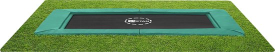 Etan® PremiumFlat Trampoline - 380 x 275 cm / 1259ft - Groen - Rechthoekig - Volledig Gelijkvloers - Inground Trampoline - Max. Gebruikersgewicht 150 kg