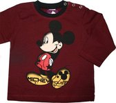 Disney Mickey Mouse Jongens Longsleeve - Bordeaux Rood - T-shirt met lange mouwen - Maat 80