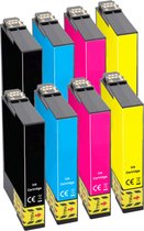 Epson 502 / 502XL compatible inktcartridges - Multipack 8 Stuks - Geschikt voor Epson Expression Home XP-5100, XP-5105, XP-5150, Workforce WF-2860DWF, WF-2880DWF - Inktpatronen - I