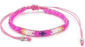 Dielay - Armband Dames - Glaskralen - Verstelbaar - Roze