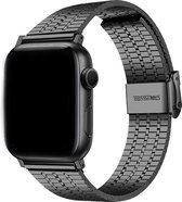 Q-DESYN® Apple Watch bandje - RVS - Druksluiting - 38 mm - 40 mm - 41 mm - Zwart