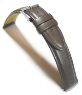 Horlogeband - Echt Leer - Extra Lang - 18 mm - donkerbruin - gestikt - soepel