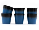 Koffiekopjes - Earth koffiemok - koffiebeker - zwart - blauw - set van 6 kopjes - 200ML - porselein - hip en trendy