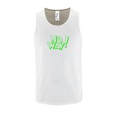 Witte Tanktop sportshirt met "No Way" Print Groen Size M