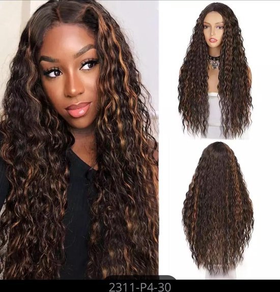 Pruiken dames/ Synthetic fiber black curly hair front lace wig-Joan |  bol.com