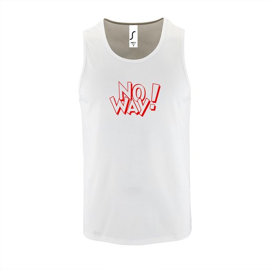 Witte Tanktop sportshirt met "No Way" Print Rood Size S