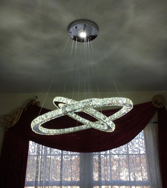 Esyogen Moderne kristallen kroonluchter LED plafondlamp, ronde kristallen hanglamp voor slaapkamer, eetkamer, woonkamer, 8x E14, 15㎡-20