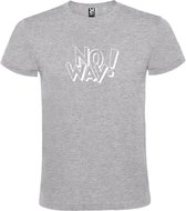 Grijs t-shirt met tekst ''NO WAY'' print Wit  size 4XL