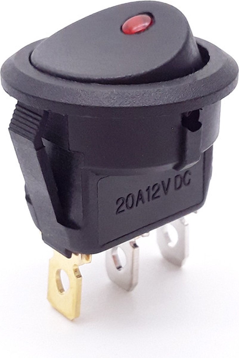 Wipschakelaar 12V Rond - Rood LED indicator - Auto/Boot/Camper per stuk