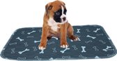 Sharon B - puppy training pad - plasmat - grijs met botjes - 60x40 cm - hondentoilet - herbruikbaar - wasbaar