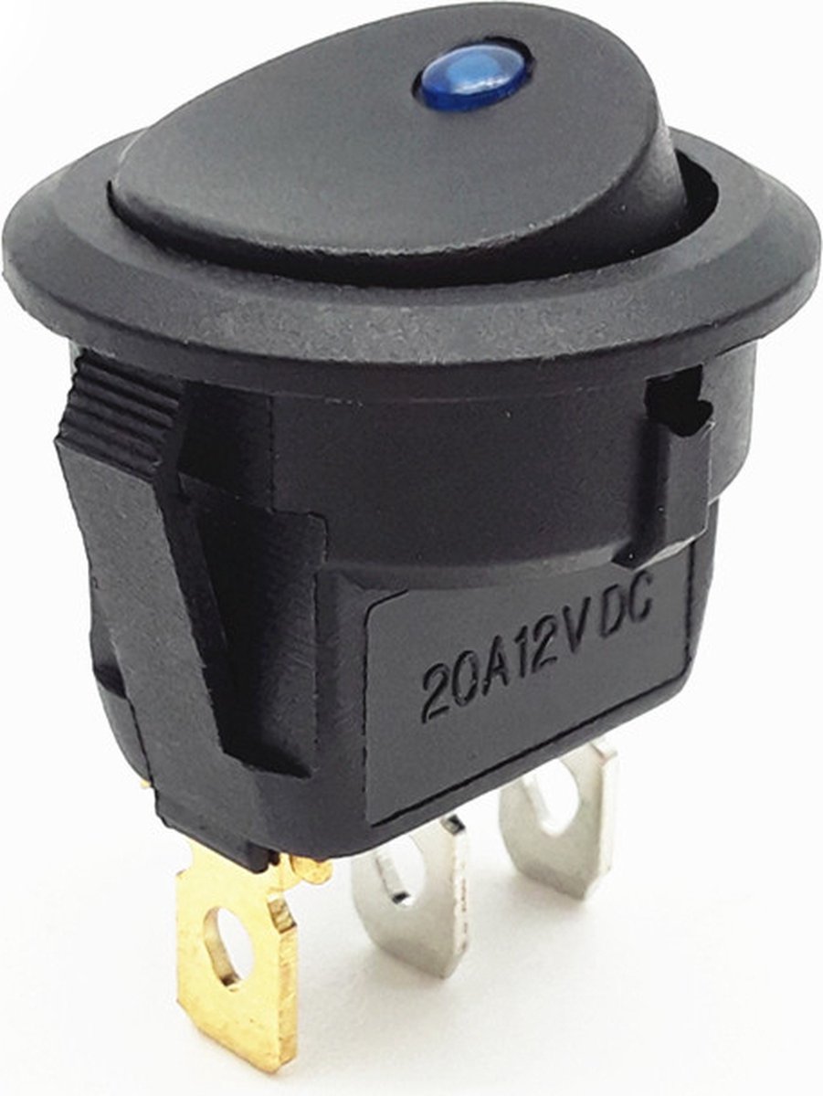Wipschakelaar 12V Rond - Blauw LED indicator - Auto/Boot/Camper per stuk