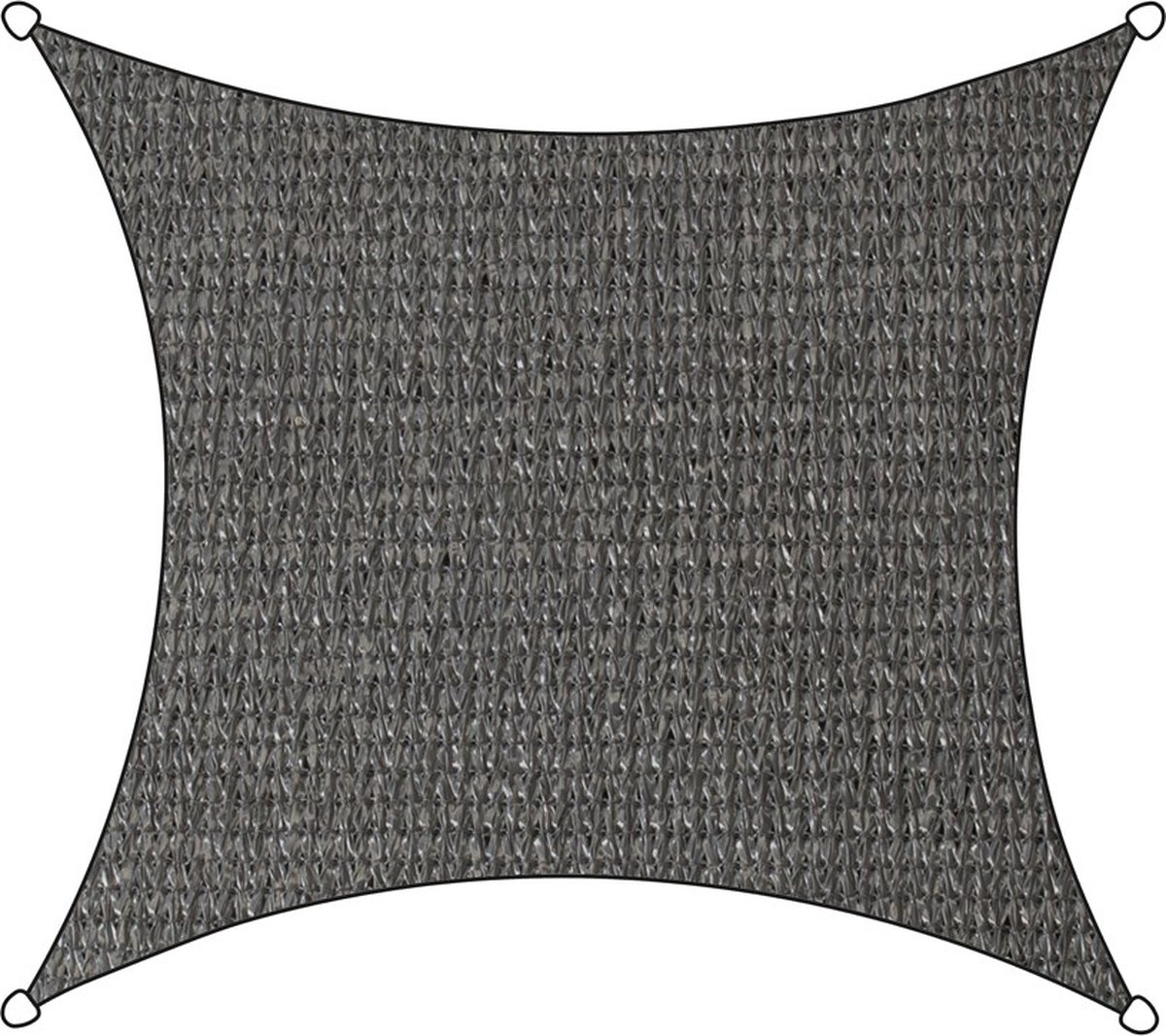 Livn Schaduwdoek Iseo HDPE vierkant 5m antraciet - Wind- en waterdoorlatend - Dikte doek: 185 gr/m2 - Inclusief bevestigingskoord en RVS bevestigingsringen