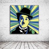 Pop Art Charlie Chaplin Poster in lijst - 90 x 90 cm en 2 cm dik - Fotopapier Mat 180 gr Framed - Popart Wanddecoratie inclusief lijst