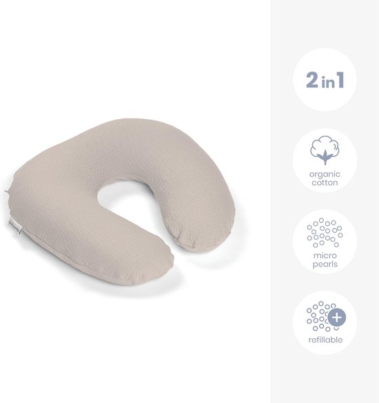Doomoo Softy - Klein Voedingskussen - Biologisch Katoen - 150cm - Tetra Jersey Sand van Doomoo — afbeelding 2