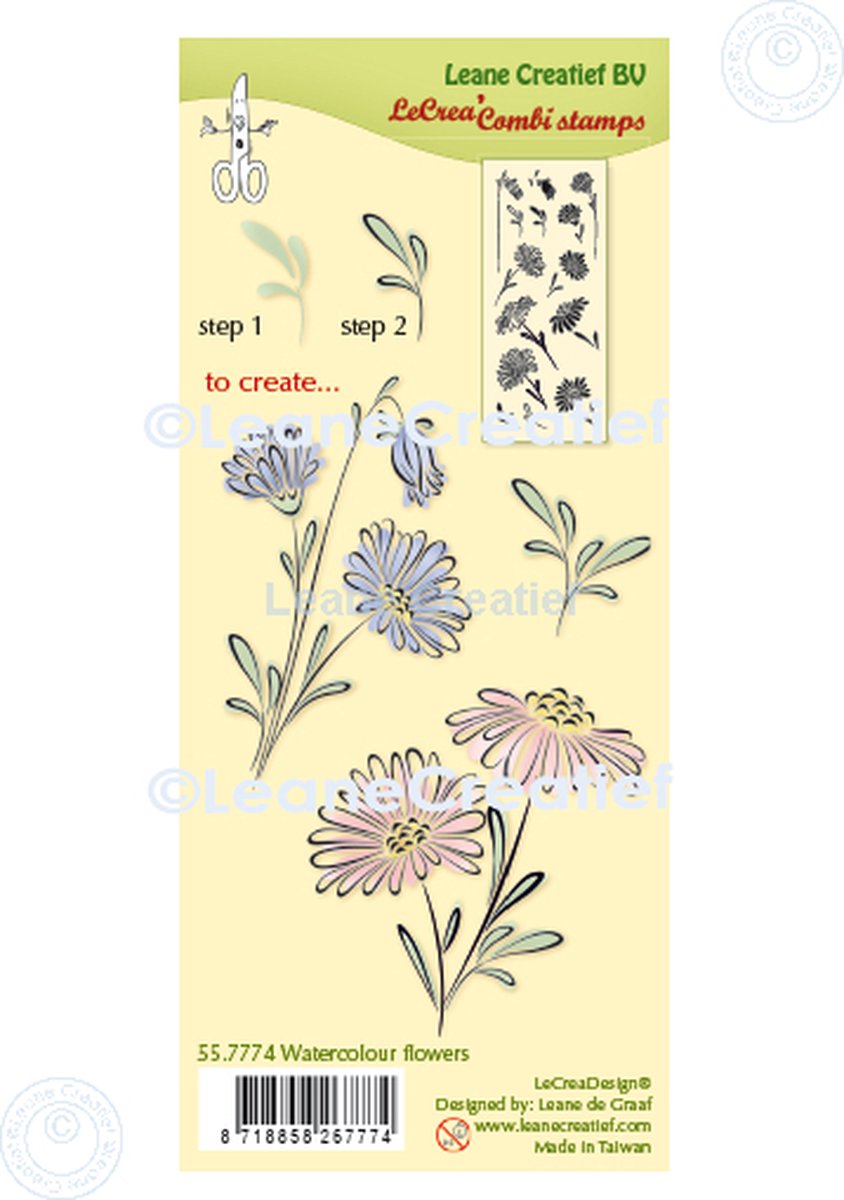 LeCrea - Clear stamp combi Aquarel bloemen 55.7774 (01-22)