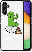 Smartphone Hoesje Geschikt voor Samsung Galaxy A13 5G | Geschikt voor Samsung Galaxy A04s Beschermhoesje met Zwarte rand Cactus Poo