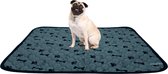 Sharon B - Puppy training pad - plasmat - grijs met zwarte botjes print - 60x45 cm - hondentoilet - herbruikbaar - wasbaar