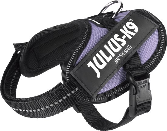 Paars hondentuigje van Julius-K9, IDC®Power model met gesp en logo.