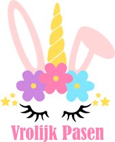 Raamsticker Unicorn Vrolijk Pasen - Paashaas, Unicorn - herbruikbare sticker - statisch folie - Easter - lente - Vrolijk Pasen - Eenhoorn