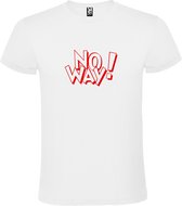 Wit t-shirt tekst met ''NO WAY'  print Rood  size XL