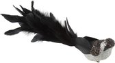 J-Line VOGEL+CLIP VEREN GLITTER ZWART LARGE Set van 4 stuks