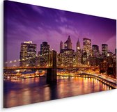 Schilderij - New York bij Nacht, Premium Print, 5 maten