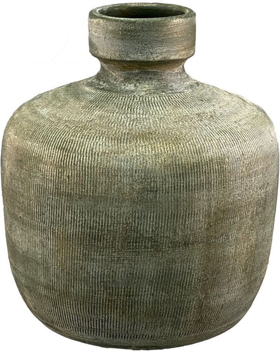 Miami decoratieve fles groen cement 24 cm