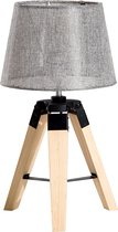 HOMdotCOM Tafellamp met 3 poten hout grijs E27 24 x 24 x 45cm