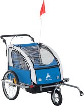 HOMdotCOM Fietskar Jogger 2-in-1 blauw/grijs Regen- en Windbestendig