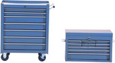 HOMdotCOM Gereedschapswagen met 16 laden afsluitbaar op wielen blauw 61,5 x 33 x 113cm
