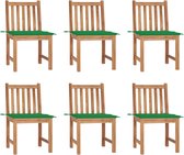 Decoways - Tuinstoelen 6 stuks met kussens massief teakhout