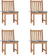 Decoways - Tuinstoelen 4 stuks met kussens massief teakhout