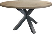 Ronde eikenhouten tafel - metalen onderstel - naturel whitewash